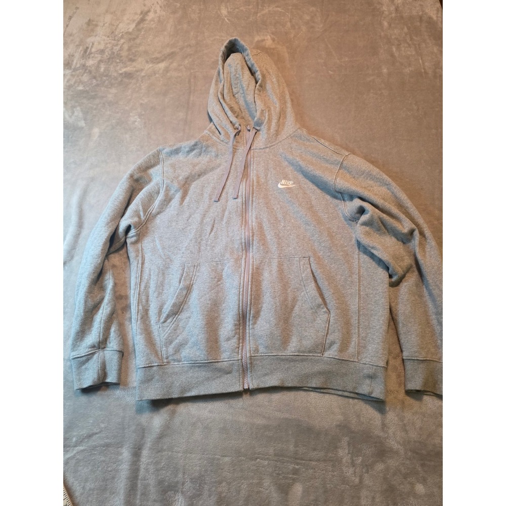Nike Full Zip Hoodie Mens Large Gray Fleece Sportswear Activewear Casual